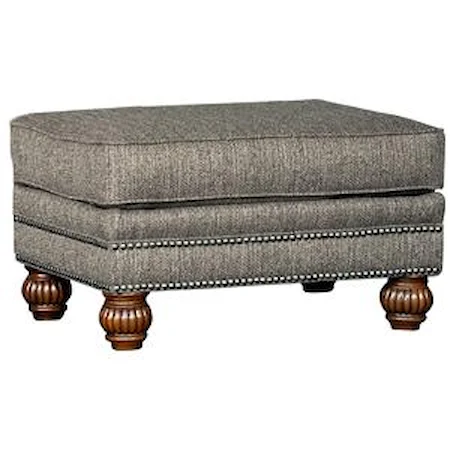 Traditional Ottoman with Carved Wood Feet